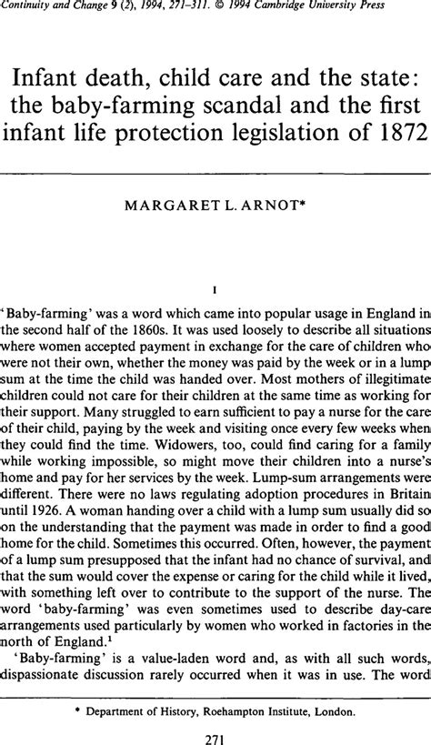 Infant death, child care and the state: the baby-farming scandal and the first infant life ...