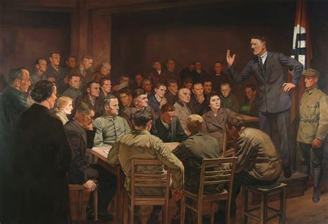 "In the Beginning Was the Word" Painting of Adolf Hitler giving a speech to ordinary Germans ...