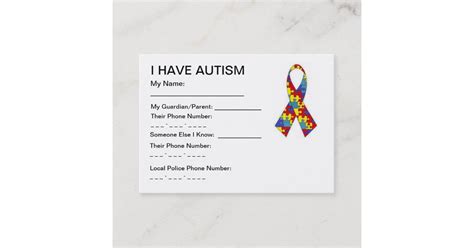 Autism ID cards | Zazzle