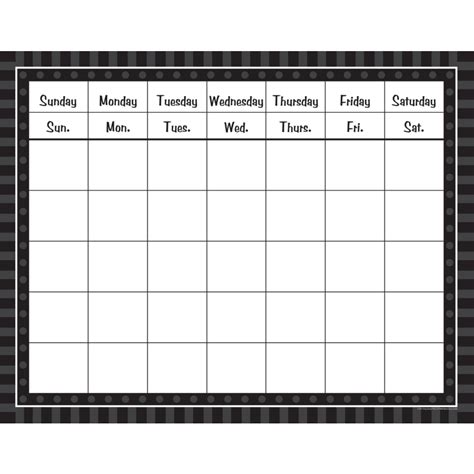 Black Sassy Solids Calendar Grid - TCR74800 | Teacher Created Resources