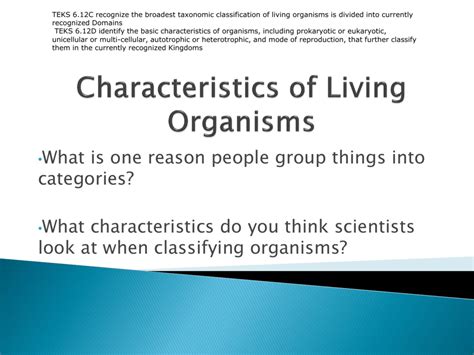 Characteristics Of Living Organisms