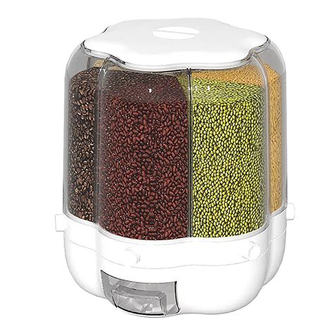 40lb Rice and Grain Storage Container, 360° Rotating Food Dispenser ...