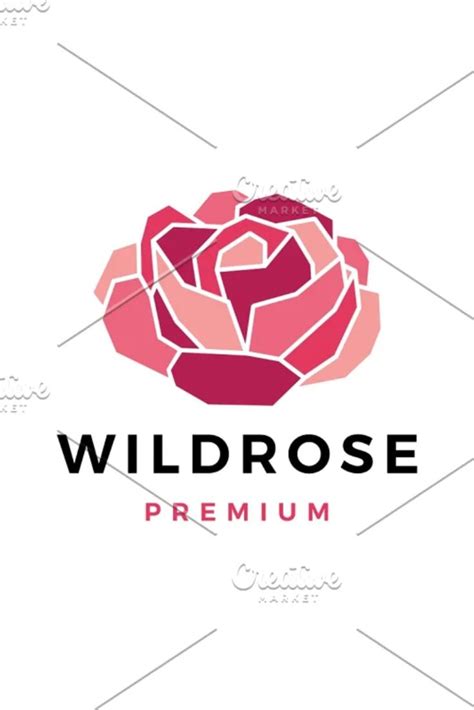 the wild rose logo is shown in red and pink colors, on a white background