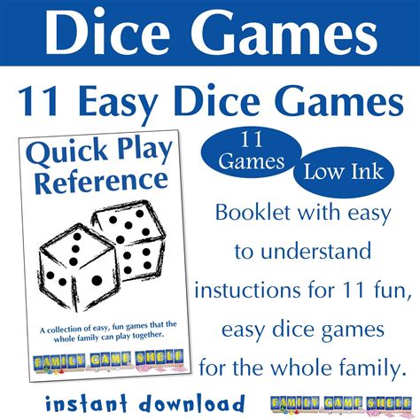 Printable Dice Game Rules Booklet for Family Game Night - Etsy