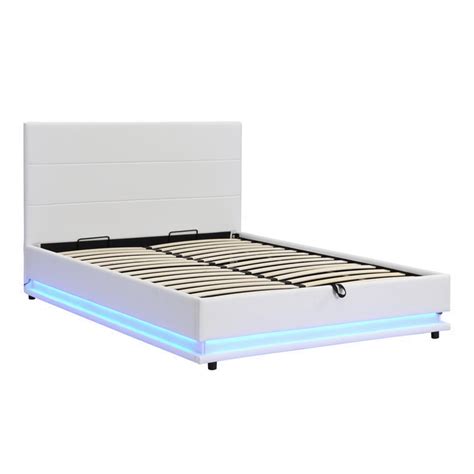 Buxton Faux Leather End Opening Ottoman Storage Bed Frame with Muti-colour LED Light Strip 2 ...