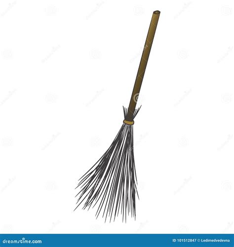 A Cartoon Broom. Witch Transport. Illustration on a Theme of Halloween. Vector Illustration ...