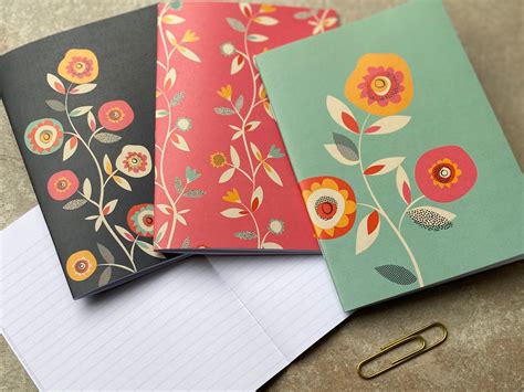 Set of 3 A6 pocket Notebooks, pretty collection of patterned mini notebooks