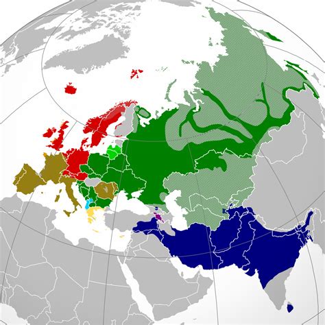 Distribution of Indo-European languages in Eurasia. Color key in ...