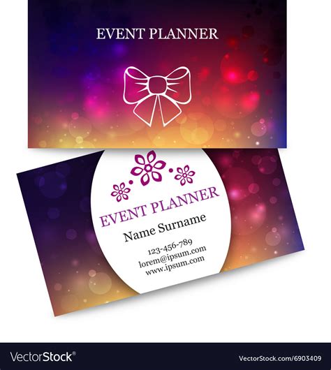 Template colorful business cards for event planner