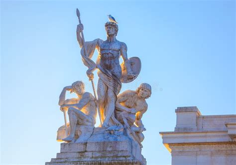 Three Statues of Altare Della Patria Stock Photo - Image of ...