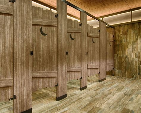 Ironwood Manufacturing custom shape laminate toilet partitions and ...