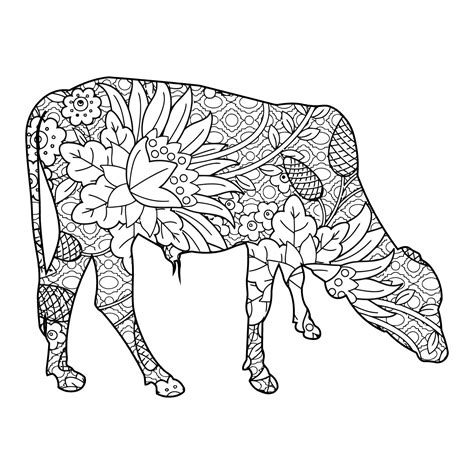 Mandala Cow coloring page 6844937 Vector Art at Vecteezy