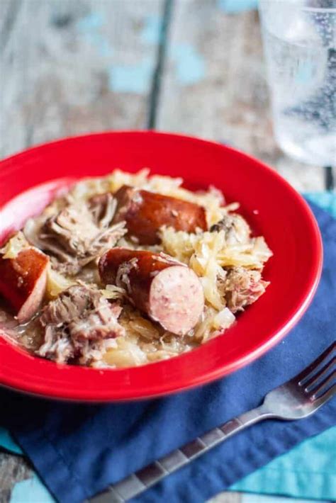 Slow Cooker Kielbasa, Pork, and Sauerkraut - A Nerd Cooks