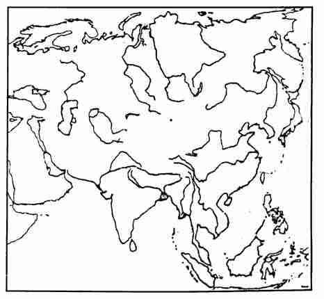 Blank Physical Map Of Asia With Rivers