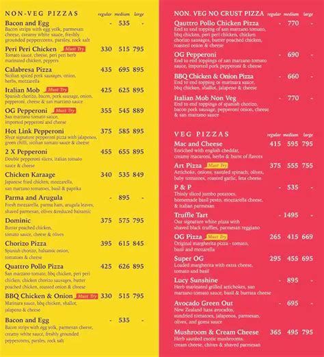 Menu at Slyce Pizza, Gurugram