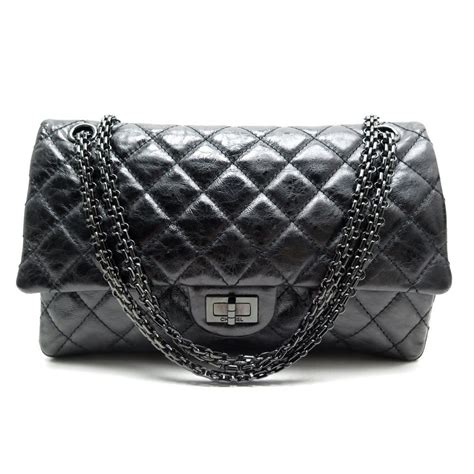 sac a main chanel 2.55 so black bandouliere en cuir