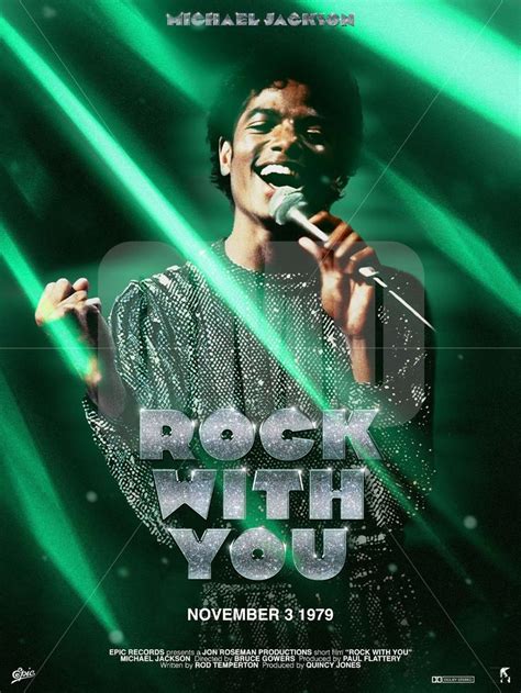 the poster for rock with you, starring michael jackson in green light and holding a microphone