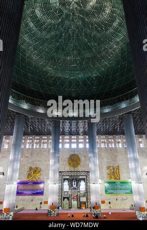 Interior of the Istiqlal Mosque / Masjid Istiqlal, largest mosque in Indonesia and South East ...