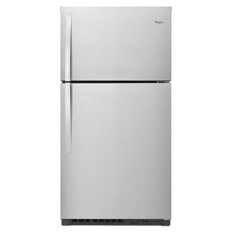 Whirlpool 33 in. W 21.3 cu. ft. Top Freezer Refrigerator in Monochromatic Stainless Steel ...