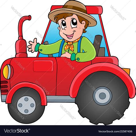 Cartoon farmer on tractor Royalty Free Vector Image