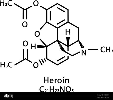 Heroin molecular structure. Heroin skeletal chemical formula. Chemical molecular formula vector ...