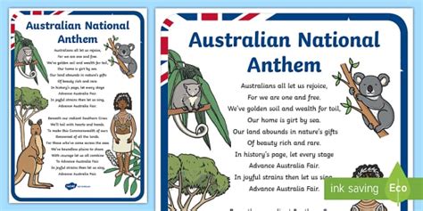 Australian National Anthem Poster - Printable PDF - Twinkl