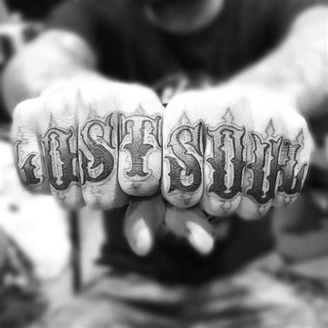 Lost Soul knuckle tattoos by @mrjessestrong at Boulevard Tattoo in Surrey British Columbia # ...