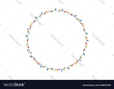 Round frame with multi colored christmas lights Vector Image