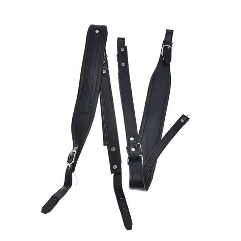 Adjustable Accordion Straps Black For PU Leather Shoulder Straps Harness 80 96 120 Bass ...