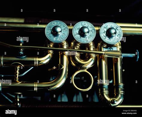 Lechner rotary-valve B-flat trumpet. Section Stock Photo - Alamy