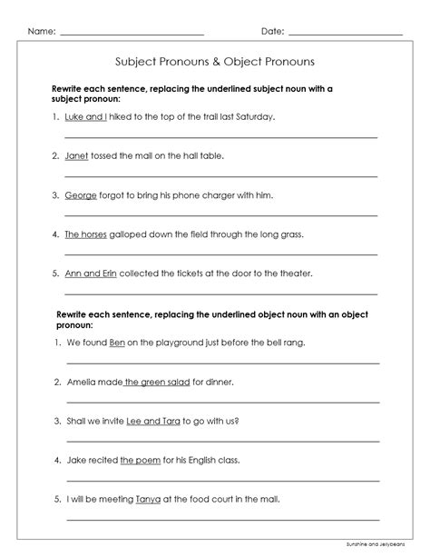 Subject & Object Pronouns - 4 worksheets - Grades 4-5-6 - Great practice! | Made By Teachers