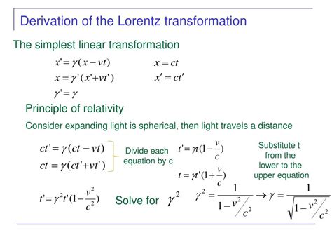 PPT - Derivation of Lorentz Transformations PowerPoint Presentation, free download - ID:1760650