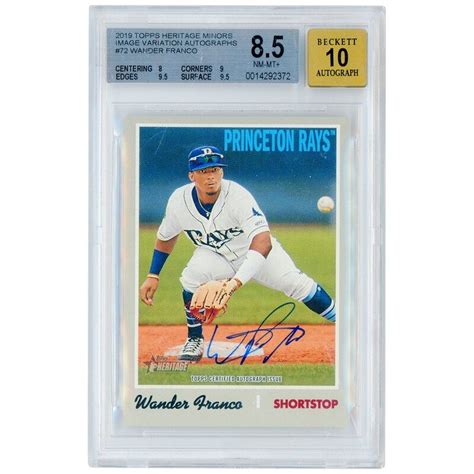 Wander Franco Tampa Bay Rays Autographed 2019 Topps Heritage Minors Image Variation #72 #6/50 ...