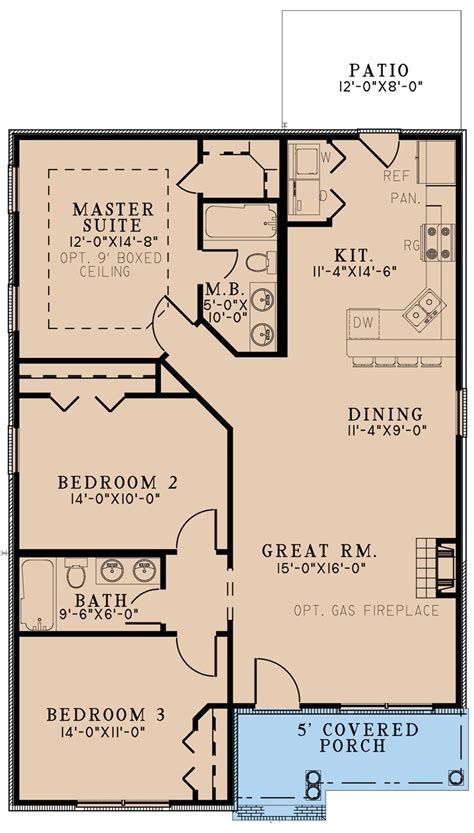 Cottage Style House Plan - 3 Beds 2 Baths 1250 Sq/Ft Plan #923-330 ...