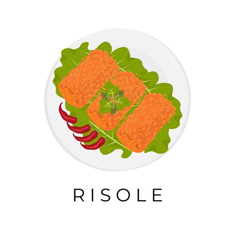 Indonesian Dish Risol Mayo Vector Illustration Logo On A White Plate ...