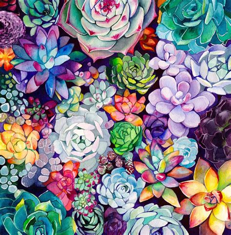 Succulent Garden - Mai Autumn | Succulent painting, Flower art, Nature art prints