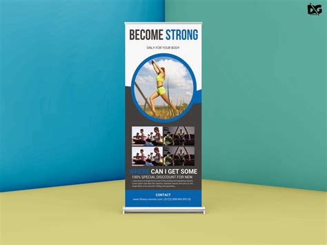 Gym Roll Up Banner PSD Mockup Download for Free | DesignHooks