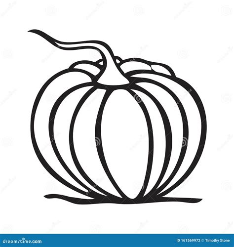 Black and White Vector Illustration of a Pumpkin Stock Vector ...