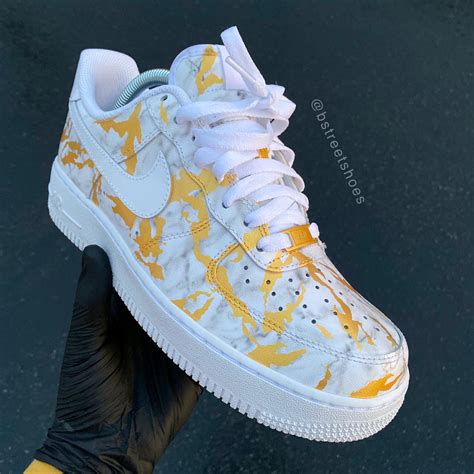 Custom Hand Painted Gold Marble Nike Air Force 1 Low – B Street Shoes