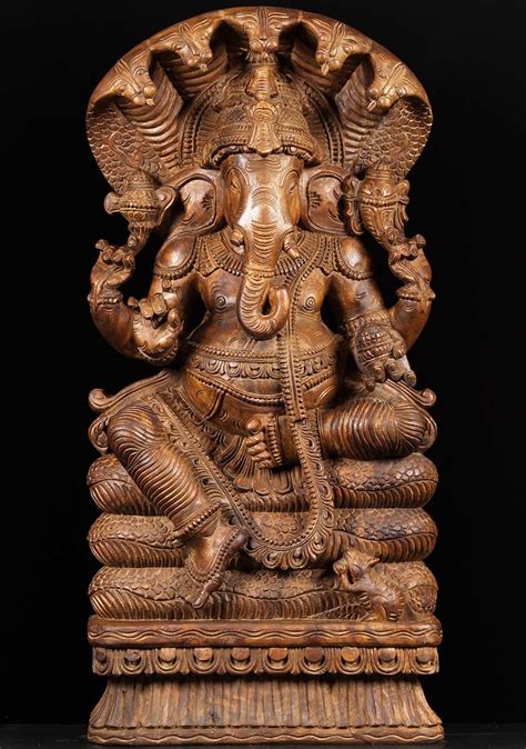 SOLD Naga Ganesh Statue 36.5" (#76w2am): Lotus Sculpture