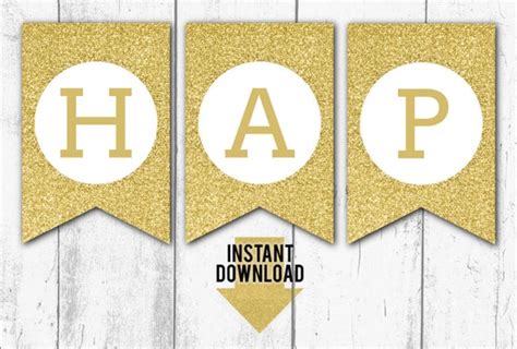 Gold Birthday Banner Free Printable