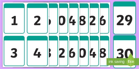 Printable Number Cards 1-30 - Primary Resource - To Print