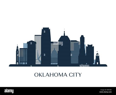 Oklahoma City skyline, monochrome silhouette. Vector illustration Stock ...