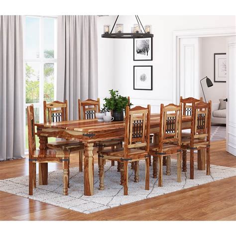 Clermont Rustic Solid Wood Large Dining Table And Chair Set ...