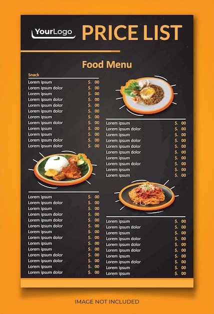 Premium Vector | Food Price List Menu