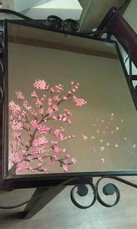 DIY Painted Mirror with Pink Flowers