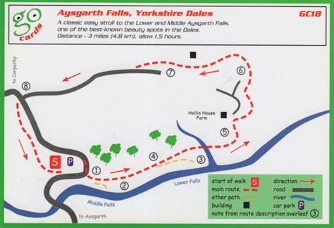 Aysgarth Falls Yorkshire Dales Ramblers Walking Map Card | Europe - United Kingdom - England ...