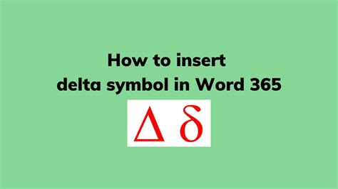 How to insert delta symbol in Word 365 - YouTube