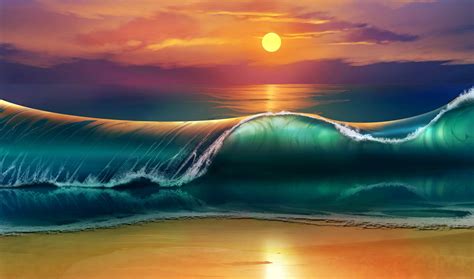 sea wave during daytime illustration #art #sunset #beach #sea #waves #5K #wallpaper #hdwallpaper ...