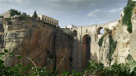 4k Ronda, Spain. Panoramic View Of The Old City Of Ronda, The Famous ...